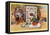 Navajo Indians Spinning Yarn for Rugs-null-Framed Stretched Canvas