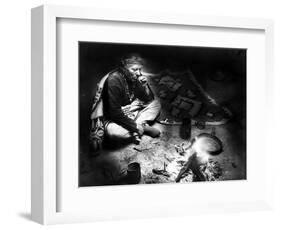 Navajo Man Smoking, C1915-William Carpenter-Framed Photographic Print