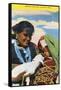 Navajo Mother, Baby and Lamb-null-Framed Stretched Canvas