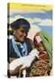 Navajo Mother, Baby and Lamb-null-Stretched Canvas