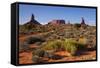 Navajo Nation, Monument Valley, Landscape of Mitten Rock Formations-David Wall-Framed Stretched Canvas