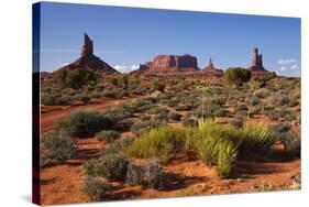 Navajo Nation, Monument Valley, Landscape of Mitten Rock Formations-David Wall-Stretched Canvas