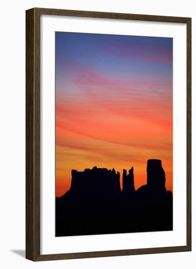 Navajo Nation, Monument Valley, Sunrise over Mitten Rock Formations-David Wall-Framed Photographic Print