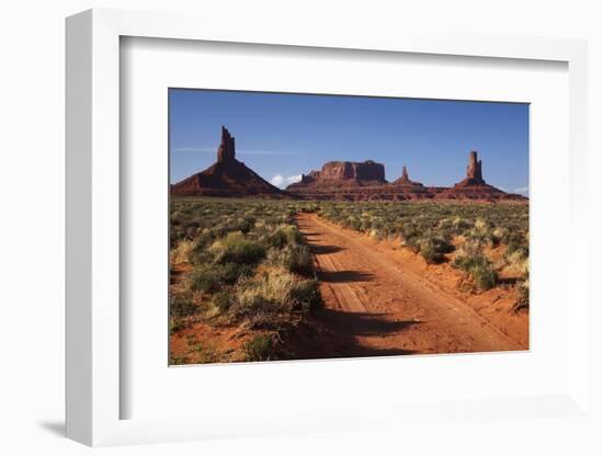 Navajo Nation, Monument Valley, Sunrise over Mitten Rock Formations-David Wall-Framed Photographic Print