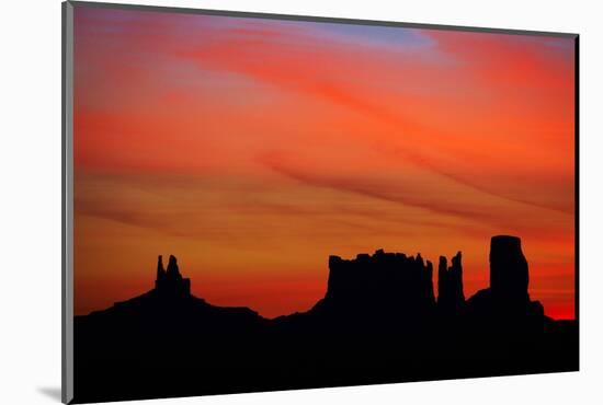 Navajo Nation, Monument Valley, Sunrise over Mitten Rock Formations-David Wall-Mounted Photographic Print