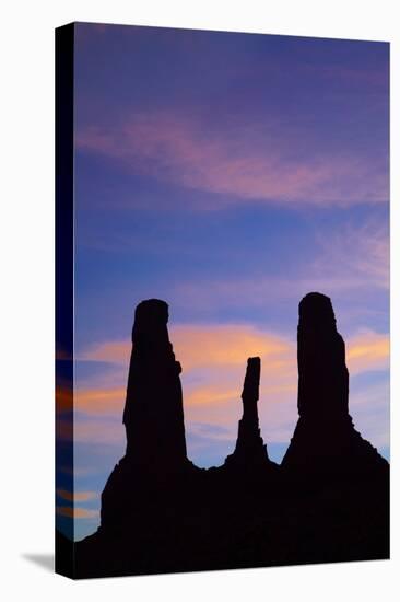 Navajo Nation, Monument Valley, Sunset over the Three Sisters Spires-David Wall-Stretched Canvas