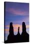 Navajo Nation, Monument Valley, Sunset over the Three Sisters Spires-David Wall-Stretched Canvas