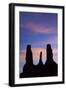 Navajo Nation, Monument Valley, Sunset over the Three Sisters Spires-David Wall-Framed Photographic Print