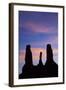 Navajo Nation, Monument Valley, Sunset over the Three Sisters Spires-David Wall-Framed Photographic Print