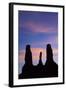 Navajo Nation, Monument Valley, Sunset over the Three Sisters Spires-David Wall-Framed Photographic Print