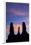 Navajo Nation, Monument Valley, Sunset over the Three Sisters Spires-David Wall-Framed Photographic Print