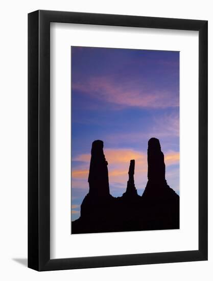 Navajo Nation, Monument Valley, Sunset over the Three Sisters Spires-David Wall-Framed Photographic Print