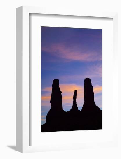Navajo Nation, Monument Valley, Sunset over the Three Sisters Spires-David Wall-Framed Photographic Print
