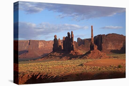 Navajo Nation, Monument Valley, Yei Bi Chei and Totem Pole Rock Column-David Wall-Stretched Canvas