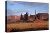 Navajo Nation, Monument Valley, Yei Bi Chei and Totem Pole Rock Column-David Wall-Stretched Canvas