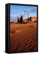 Navajo Nation, Monument Valley, Yei Bi Chei and Totem Pole Rock Column-David Wall-Framed Stretched Canvas