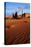 Navajo Nation, Monument Valley, Yei Bi Chei and Totem Pole Rock Column-David Wall-Stretched Canvas