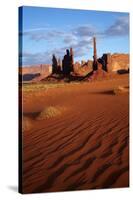 Navajo Nation, Monument Valley, Yei Bi Chei and Totem Pole Rock Column-David Wall-Stretched Canvas