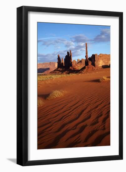 Navajo Nation, Monument Valley, Yei Bi Chei and Totem Pole Rock Column-David Wall-Framed Photographic Print