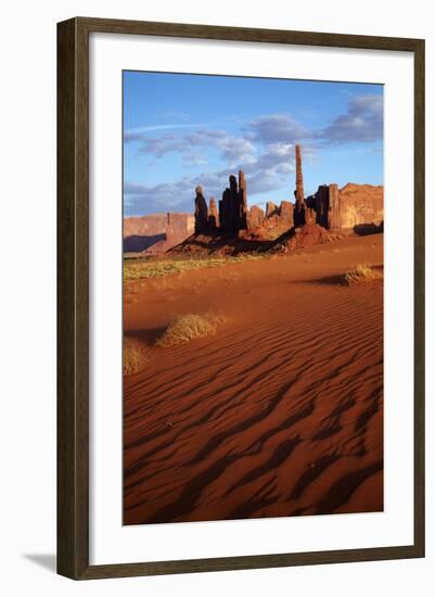 Navajo Nation, Monument Valley, Yei Bi Chei and Totem Pole Rock Column-David Wall-Framed Photographic Print