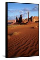 Navajo Nation, Monument Valley, Yei Bi Chei and Totem Pole Rock Column-David Wall-Framed Stretched Canvas