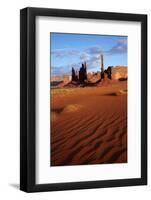 Navajo Nation, Monument Valley, Yei Bi Chei and Totem Pole Rock Column-David Wall-Framed Photographic Print