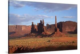 Navajo Nation, Monument Valley, Yei Bi Chei and Totem Pole Rock Column-David Wall-Stretched Canvas