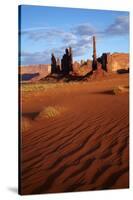 Navajo Nation, Monument Valley, Yei Bi Chei and Totem Pole Rock Column-David Wall-Stretched Canvas