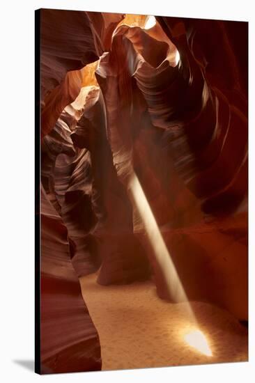Navajo Nation, Shaft of Light and Eroded Sandstone in Antelope Canyon-David Wall-Stretched Canvas