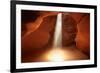 Navajo Nation, Shaft of Light and Eroded Sandstone in Antelope Canyon-David Wall-Framed Photographic Print