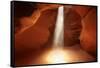 Navajo Nation, Shaft of Light and Eroded Sandstone in Antelope Canyon-David Wall-Framed Stretched Canvas