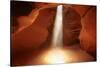 Navajo Nation, Shaft of Light and Eroded Sandstone in Antelope Canyon-David Wall-Stretched Canvas