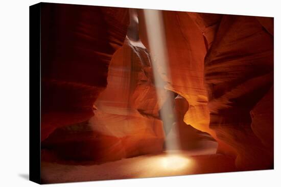 Navajo Nation, Shaft of Light and Eroded Sandstone in Antelope Canyon-David Wall-Stretched Canvas