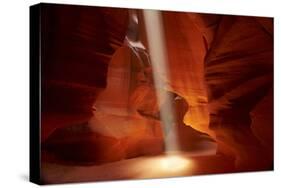 Navajo Nation, Shaft of Light and Eroded Sandstone in Antelope Canyon-David Wall-Stretched Canvas