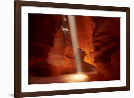 Navajo Nation, Shaft of Light and Eroded Sandstone in Antelope Canyon-David Wall-Framed Photographic Print