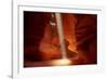 Navajo Nation, Shaft of Light and Eroded Sandstone in Antelope Canyon-David Wall-Framed Photographic Print