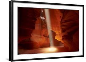 Navajo Nation, Shaft of Light and Eroded Sandstone in Antelope Canyon-David Wall-Framed Photographic Print