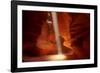 Navajo Nation, Shaft of Light and Eroded Sandstone in Antelope Canyon-David Wall-Framed Photographic Print