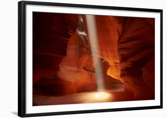 Navajo Nation, Shaft of Light and Eroded Sandstone in Antelope Canyon-David Wall-Framed Photographic Print