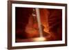 Navajo Nation, Shaft of Light and Eroded Sandstone in Antelope Canyon-David Wall-Framed Photographic Print