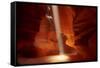 Navajo Nation, Shaft of Light and Eroded Sandstone in Antelope Canyon-David Wall-Framed Stretched Canvas