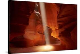 Navajo Nation, Shaft of Light and Eroded Sandstone in Antelope Canyon-David Wall-Stretched Canvas