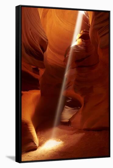 Navajo Nation, Shaft of Light and Eroded Sandstone in Antelope Canyon-David Wall-Framed Stretched Canvas