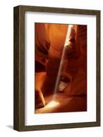 Navajo Nation, Shaft of Light and Eroded Sandstone in Antelope Canyon-David Wall-Framed Photographic Print