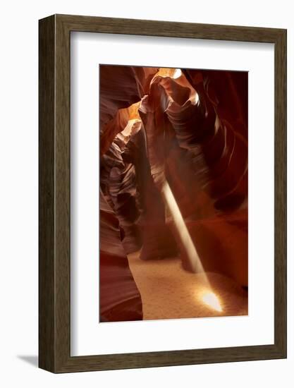 Navajo Nation, Shaft of Light and Eroded Sandstone in Antelope Canyon-David Wall-Framed Photographic Print