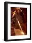 Navajo Nation, Shaft of Light and Eroded Sandstone in Antelope Canyon-David Wall-Framed Photographic Print