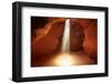 Navajo Nation, Shaft of Light and Eroded Sandstone in Antelope Canyon-David Wall-Framed Photographic Print