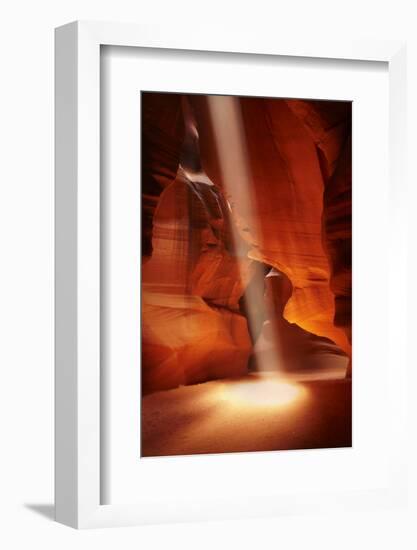 Navajo Nation, Shaft of Light and Eroded Sandstone in Antelope Canyon-David Wall-Framed Photographic Print