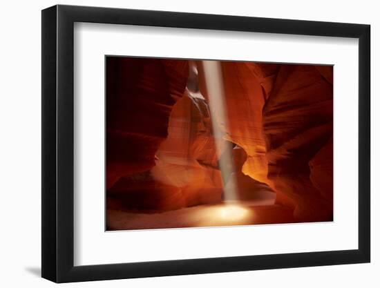 Navajo Nation, Shaft of Light and Eroded Sandstone in Antelope Canyon-David Wall-Framed Photographic Print