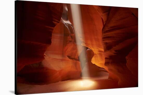 Navajo Nation, Shaft of Light and Eroded Sandstone in Antelope Canyon-David Wall-Stretched Canvas